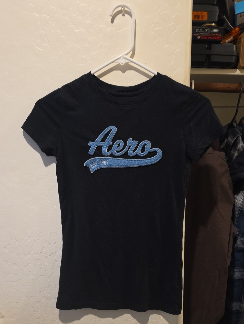 Aeropostale Black Tee with Blue 'Aero' Logo